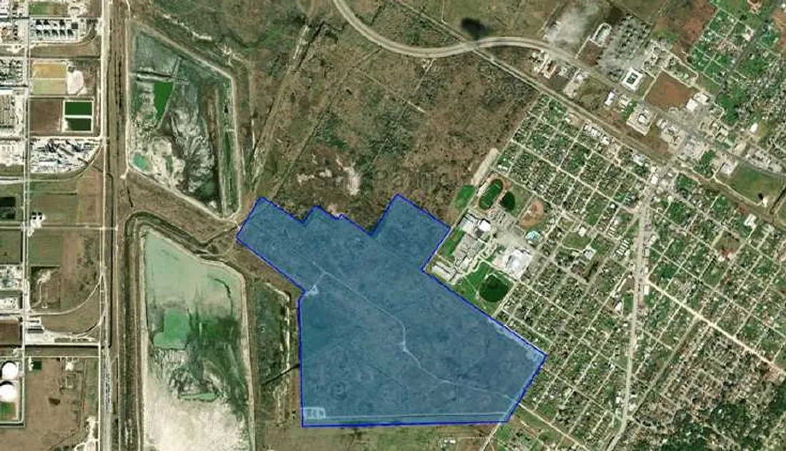 Aerial of the Exxon Tract with the parcel outlined
